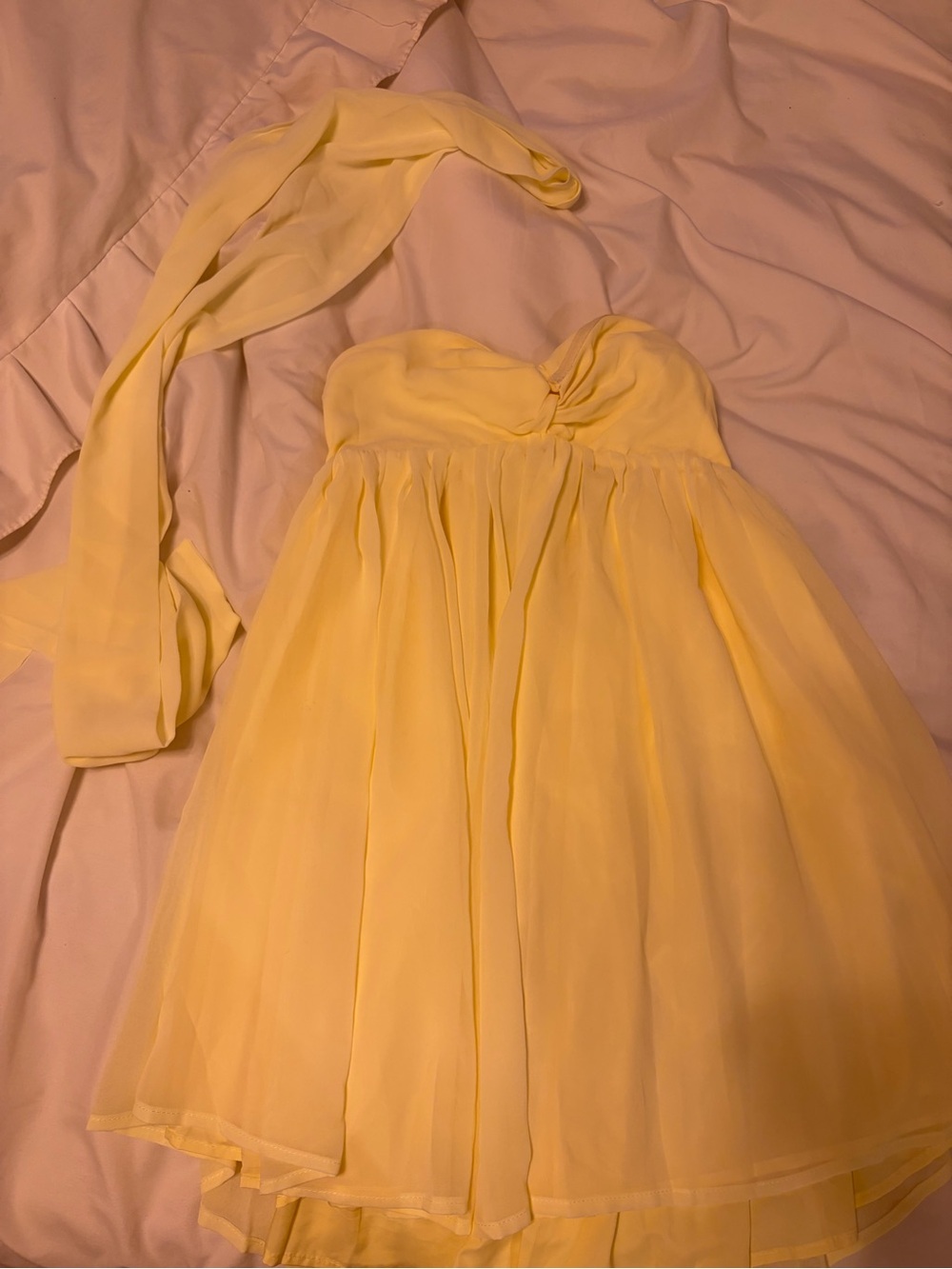 Peppermayo Pale Yellow Strapless Mini Dress with Choker Detail - Picture 3 of 4